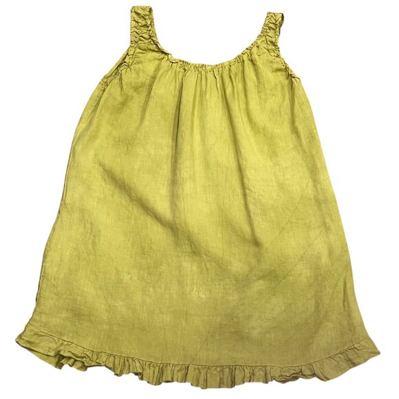 Colette Sleeveless Linen Mini Dress Tunic, Citron, L - Picture 2 of 7